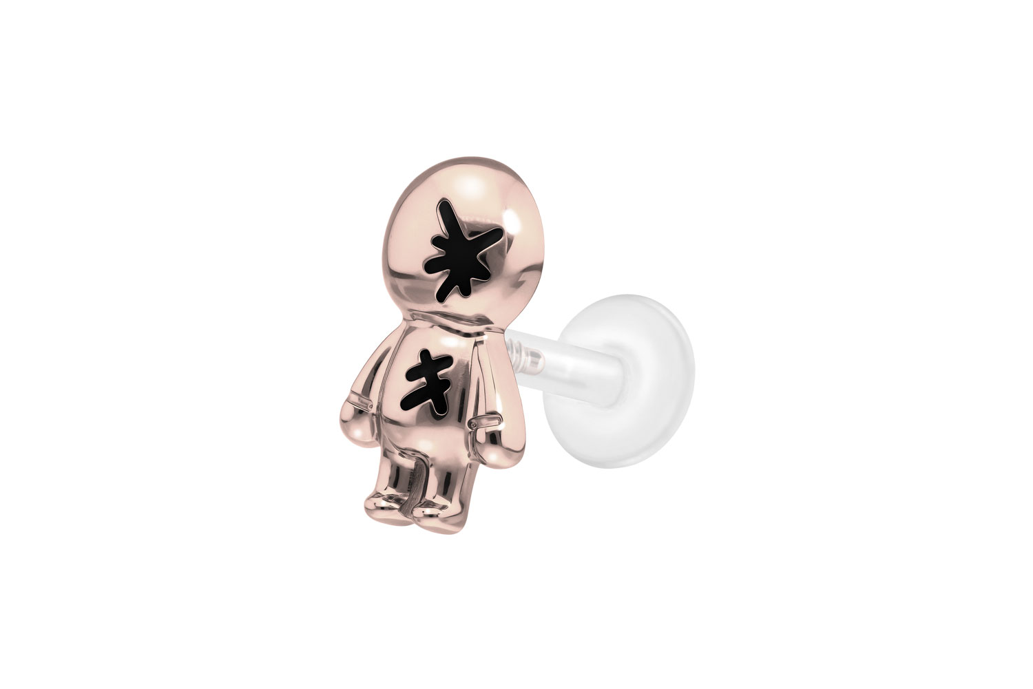 PTFE Labret Piercing mit Innengewinde + Titan-Aufsatz PUPPE